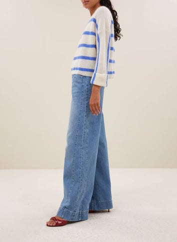 Wool-blend loose-fit striped sweater BY BAR Blue